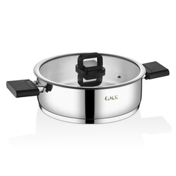 Oms Collection 8 Parça Katlanabilir Saplı İndüksiyon Taban Çelik Tencere Seti ( 1150 - Gümüş ) - Thumbnail