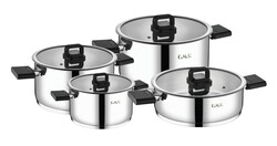 OMS COLLECTION - Oms Collection 8 Parça Katlanabilir Saplı İndüksiyon Taban Çelik Tencere Seti ( 1150 - Gümüş )