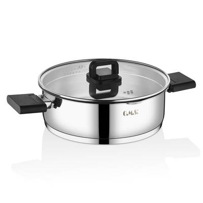 Oms Collection 8 Parça Katlanabilir Saplı Süzgeç Ağızlı İndüksiyon Taban Çelik Tencere Seti ( 1151 - Gümüş )