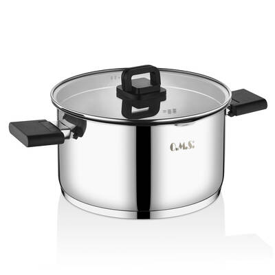 Oms Collection 8 Parça Katlanabilir Saplı Süzgeç Ağızlı İndüksiyon Taban Çelik Tencere Seti ( 1151 - Gümüş )