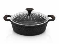 OMS COLLECTION - Oms Collection - Biogranit Ağır Döküm 26x7,5 Cm - 3,40 Litre Basık Tencere ( 3632 - Siyah )