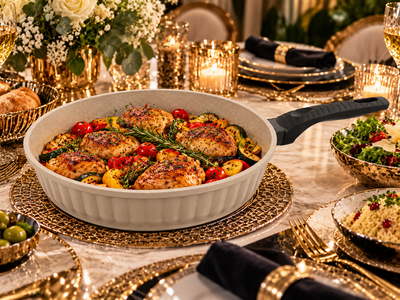 Oms Collection - Biogranit Ağır Döküm 32x6,5 Cm - 4,00 Litre Tava ( 3635 - Kum Beji )