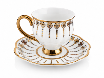 Oms Collection - Ethereal 12 Parça 6 Kişilik Ultra Lüx Porselen Fincan Takımı ( 11174 )