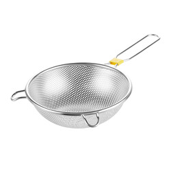 Oms Collection FERRO Tek Parça %100 Paslanmaz Çelik İnce Delikli Süzgeç ( 7501 - 15 Cm - Gümüş ) - Thumbnail