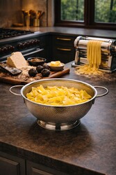 OMS COLLECTION - Oms Collection FLOWIN Ayaklı %100 Paslanmaz Çelik İnce Delikli Süzgeç ( 7503 - 22 Cm - Gümüş )