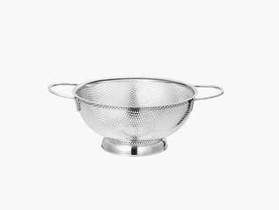 Oms Collection FLOWIN Ayaklı %100 Paslanmaz Çelik İnce Delikli Süzgeç ( 7503 - 25 Cm - Gümüş )