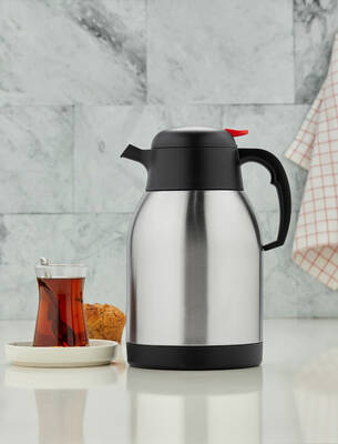 Oms Collection - Gastro 2 Parça Paslanmaz Çelik 1,5 Litre Pratik Ofis Termos ( 8500 - Gümüş )