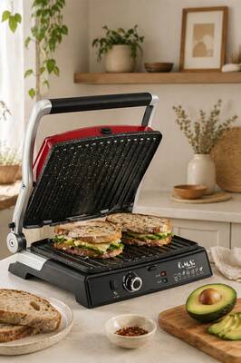 Oms Collection - Otomatik Çok Amaçlı Grill Tost Makinesi ( 3278 - Kırmızı )