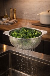 OMS COLLECTION - Oms Collection PERLA Ayaklı %100 Paslanmaz Çelik İnce Delikli Süzgeç ( 7504 - 18 Cm - Gümüş )