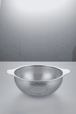 Oms Collection PERLA Ayaklı %100 Paslanmaz Çelik İnce Delikli Süzgeç ( 7504 - 22 Cm - Gümüş )