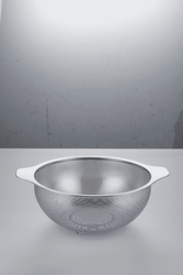 Oms Collection PERLA Ayaklı %100 Paslanmaz Çelik İnce Delikli Süzgeç ( 7504 - 26 Cm - Gümüş ) - Thumbnail