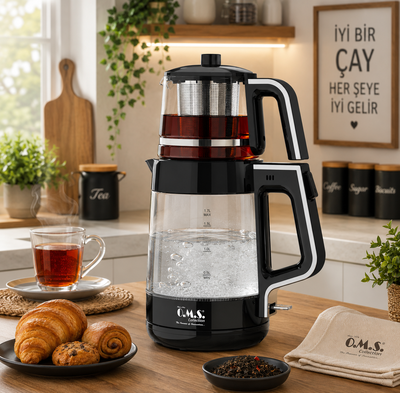 Oms Collection Protea Otomatik Çay Makinesi ( 8802 - Siyah )
