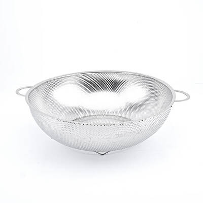 Oms Collection SILVEXA Ayaklı %100 Paslanmaz Çelik İnce Delikli Süzgeç ( 7502 - 25 Cm - Gümüş )