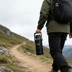 Oms Collection - STORMTHERMO 5 Pcs. Paslanmaz Çelik Sıcak & Soğuk Termos ( 8503 - 3,2 Litre - Siyah ) - Thumbnail