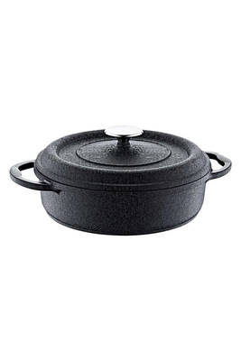 Quartz Prıme - 3050 - 7 Parça, Biogranit, Döküm, Tencere Seti Siyah Gövde, Platin Detay