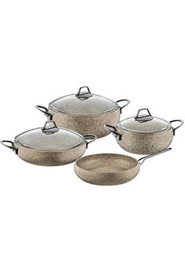 SANDSTORM - 3051 - 7 Parça - Bio Granit - Pfoa ve Ptfe Free - Tencere, Tava Çeyiz Seti