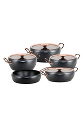 OMS COLLECTION - SIRENA - 3541 -9 Parça, Bio Granit, Pfoa, Ptfe Free, Tencere, Tava Çeyiz Seti, Antrasit, Bakır Detay OMS COLLECTION - SIRENA - 3541 -9 Parça, Bio Granit, Pfoa, Ptfe Free, Tencere, Tava Çeyiz Seti, Antrasit, Bakır Detay